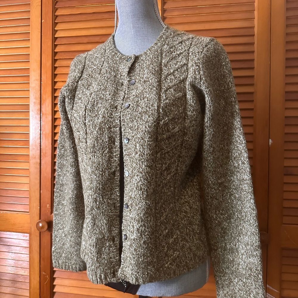 Rena Rowan Cable Knit Sage Green Cardigan